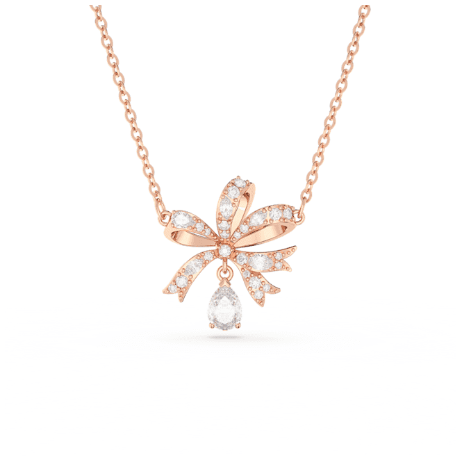 SWAROVSKI Volta necklace, Bow, Small, White, Rose gold-tone plated