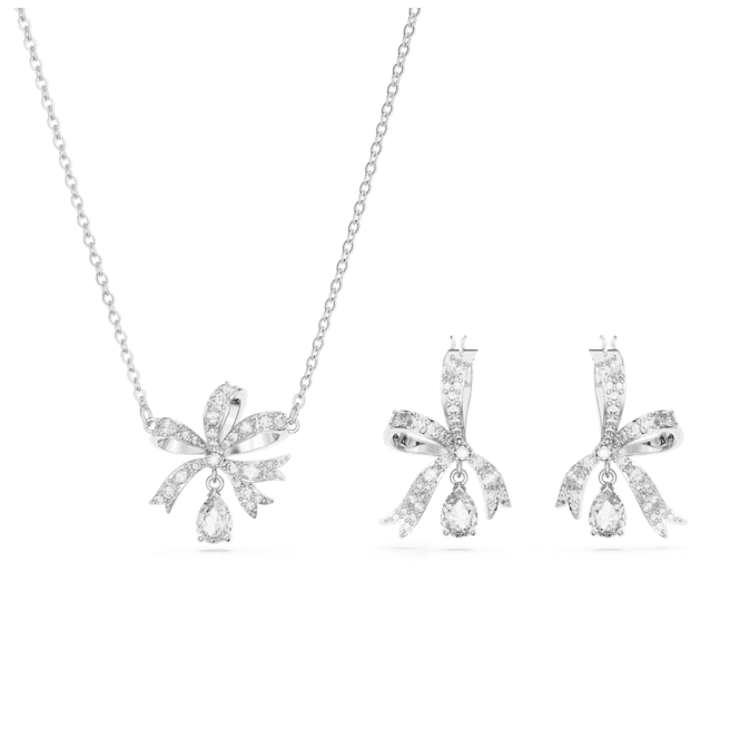 SWAROVSKI Volta set, Bow, White, Rhodium plated