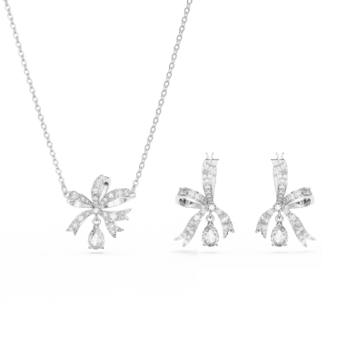 Volta set, Bow, White, Rhodium plated