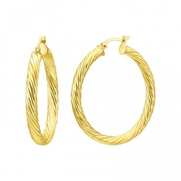 Chunky Rope Gold 30mm Hoops