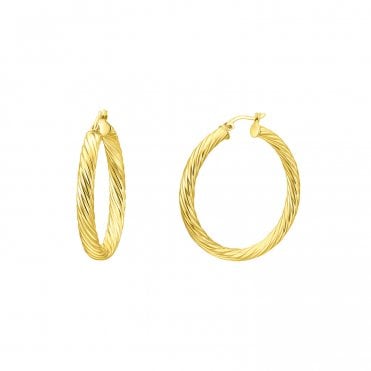 Chunky Rope Gold Plated 20mm Hoops