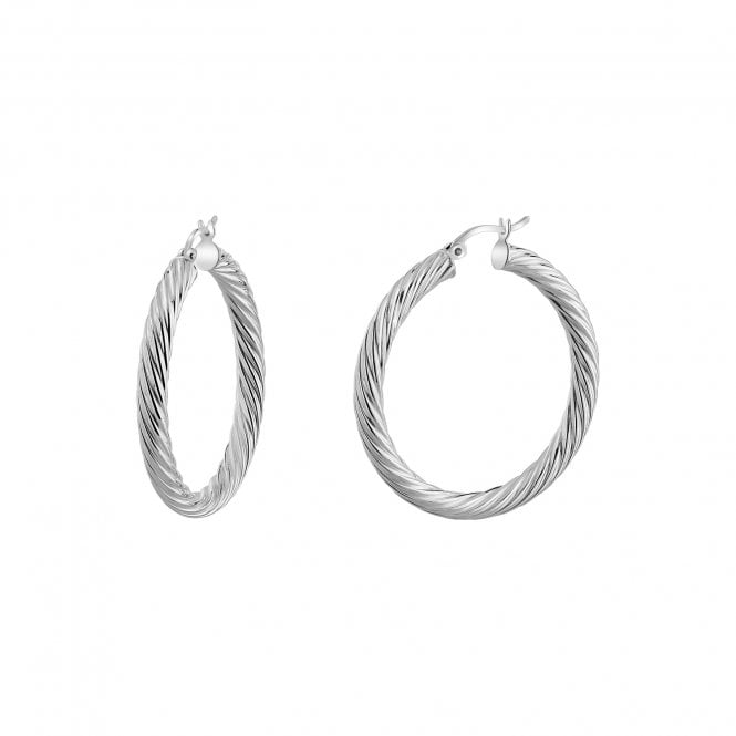 THE HOOP BAR Chunky Rope Silver 20mm Hoops