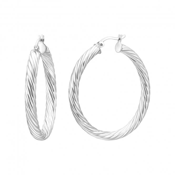 THE HOOP BAR Chunky Rope Silver 30mm Hoops