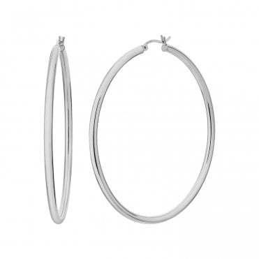 Classic Silver 45mm Round Hoops