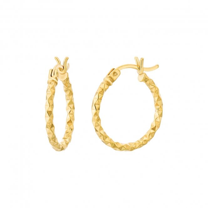 THE HOOP BAR Diamond Cut Gold Plated 15mm Hoops