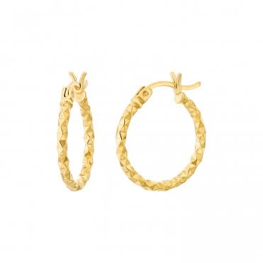 Diamond Cut Gold Plated 15mm Hoops