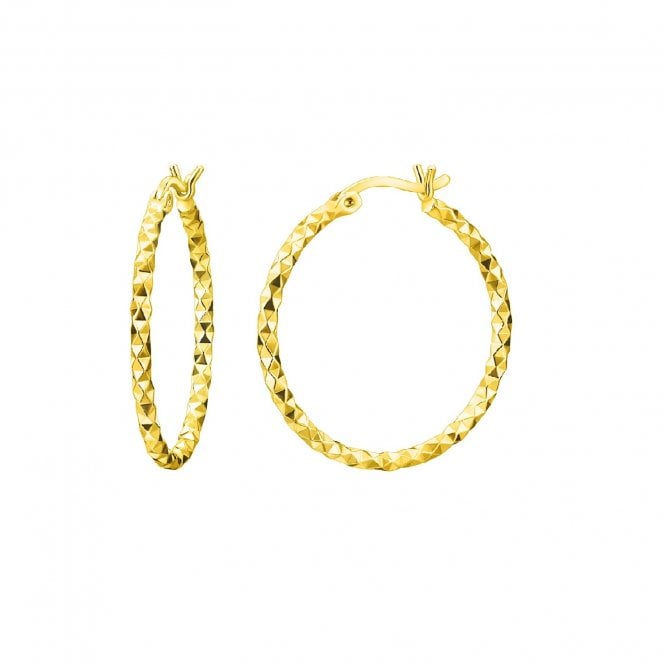 THE HOOP BAR Diamond Cut Gold Plated 25mm Hoops