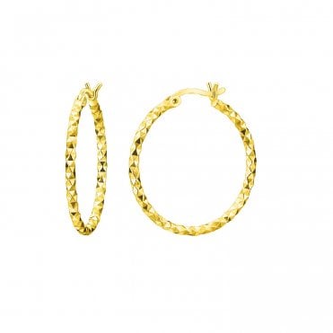 Diamond Cut Gold Plated 25mm Hoops