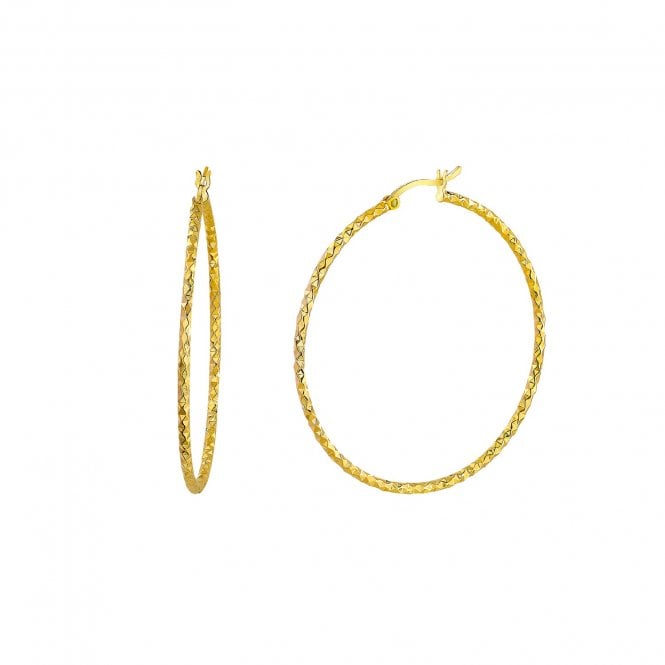 THE HOOP BAR Diamond Cut Gold Plated 35mm Hoops