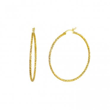 Diamond Cut Gold Plated 35mm Hoops