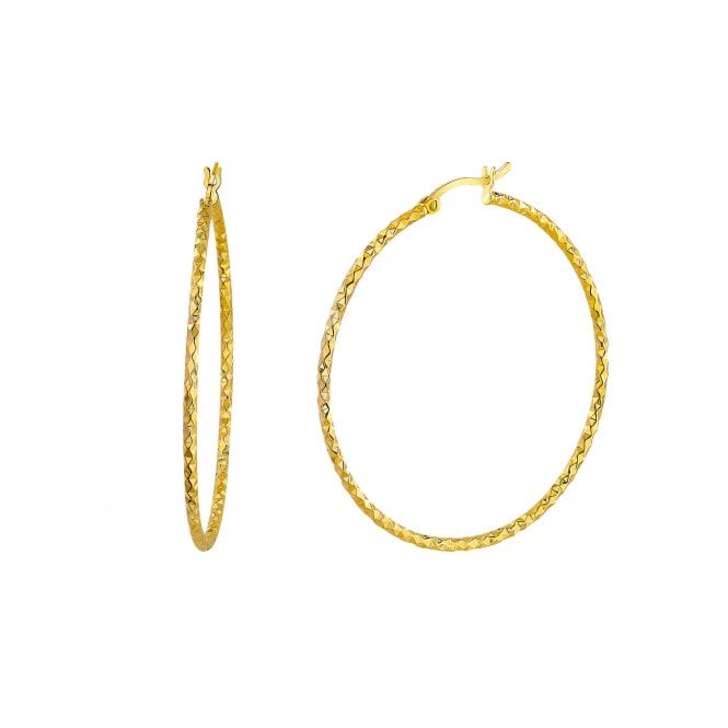 THE HOOP BAR Diamond Cut Gold Plated 45mm Hoops