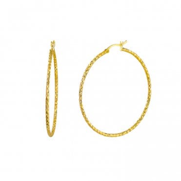 Diamond Cut Gold Plated 45mm Hoops