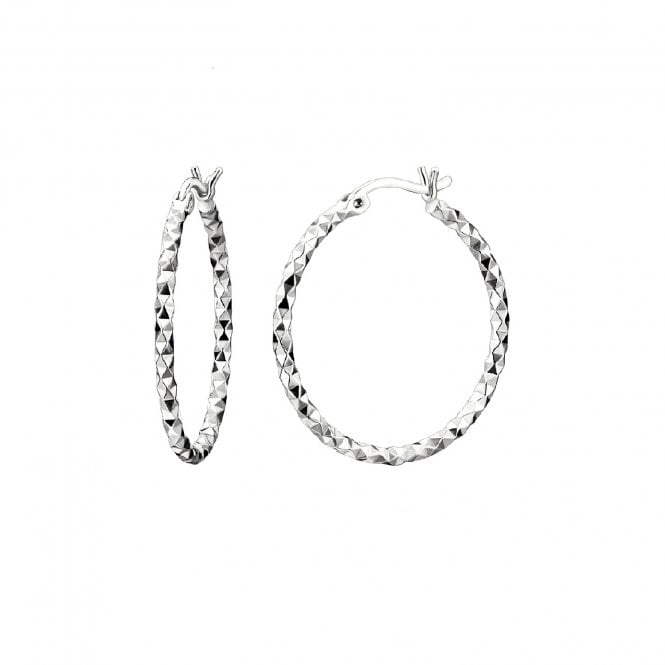 THE HOOP BAR Diamond Cut Silver 25mm Hoops