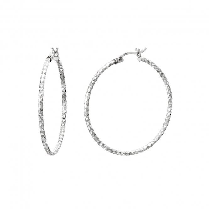 THE HOOP BAR Diamond Cut Silver 35mm Hoops