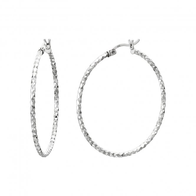 THE HOOP BAR Diamond Cut Silver 45mm Hoops