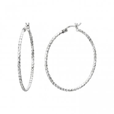 Diamond Cut Silver 45mm Hoops