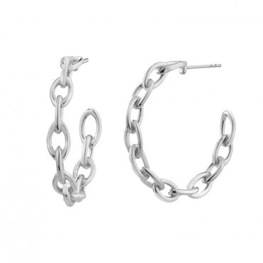 Silver Chain Hoops
