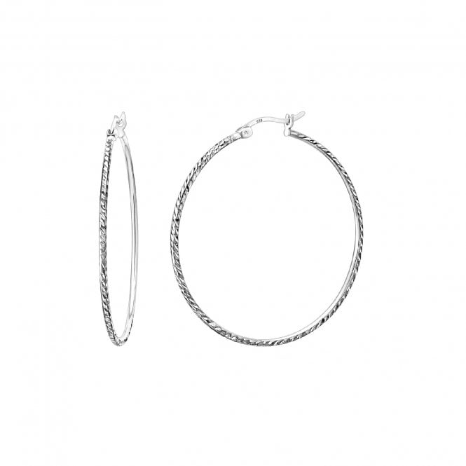 THE HOOP BAR Twist Silver 35mm Hoops