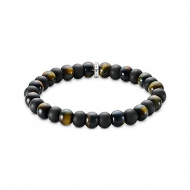 Blue, Gold, Tiger's Eye Obsidian Beaded Bracelet
