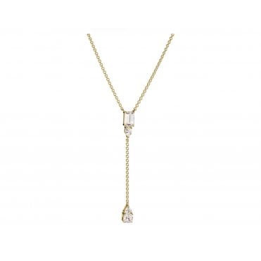Bold Elegance 18ct Gold Plated CZ Y Necklace