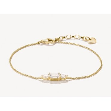 Bold Elegance 18ct Gold Plated Zirconia Mixed Cut Bracelet