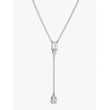 Bold Elegance Silver and CZ Y Necklace