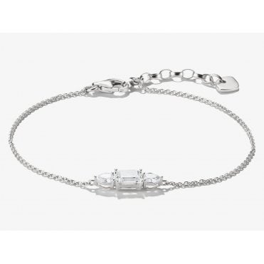Bold Elegance Silver Zirconia Mixed Cut Bracelet