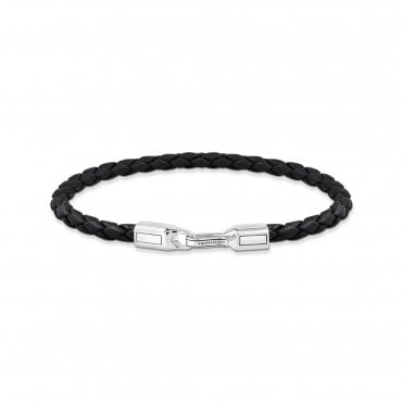Braided Black Leather Bracelet