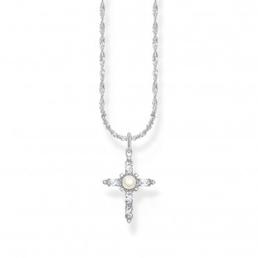 Cross Romance Necklace with Pendant White, Silver
