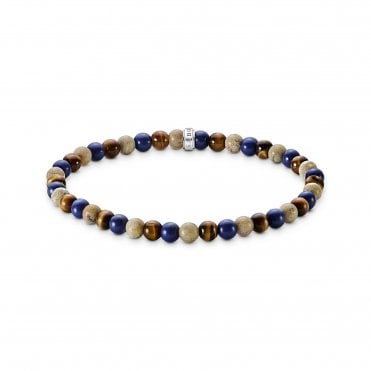 Earth and Blue Beaded Bracelet