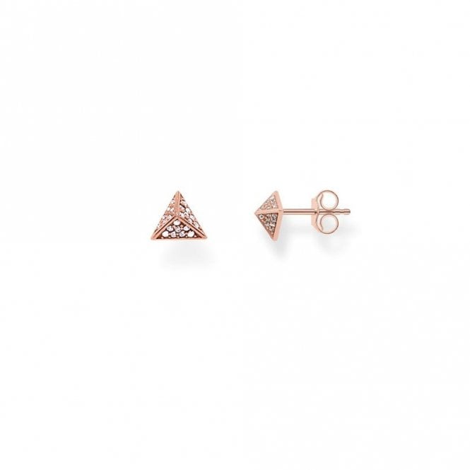 THOMAS SABO Glam & Soul Silver Rose Gold Plated Pyramid White CZ Pave Earstuds