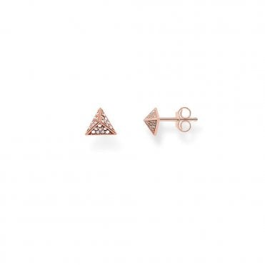 Thomas Sabo Glam & Soul Silver Rose Gold Plated Pyramid White CZ Pave Earstuds