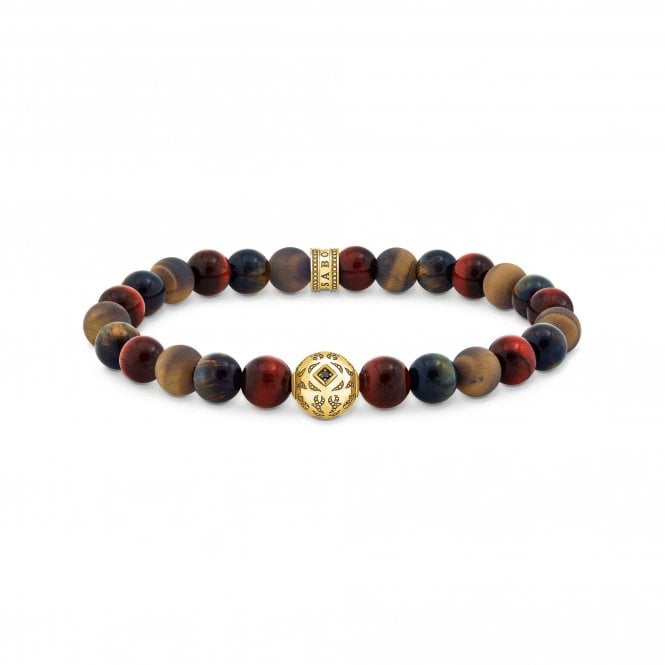 THOMAS SABO Gold-plated beads bracelet with blue gold and red tiger's eye