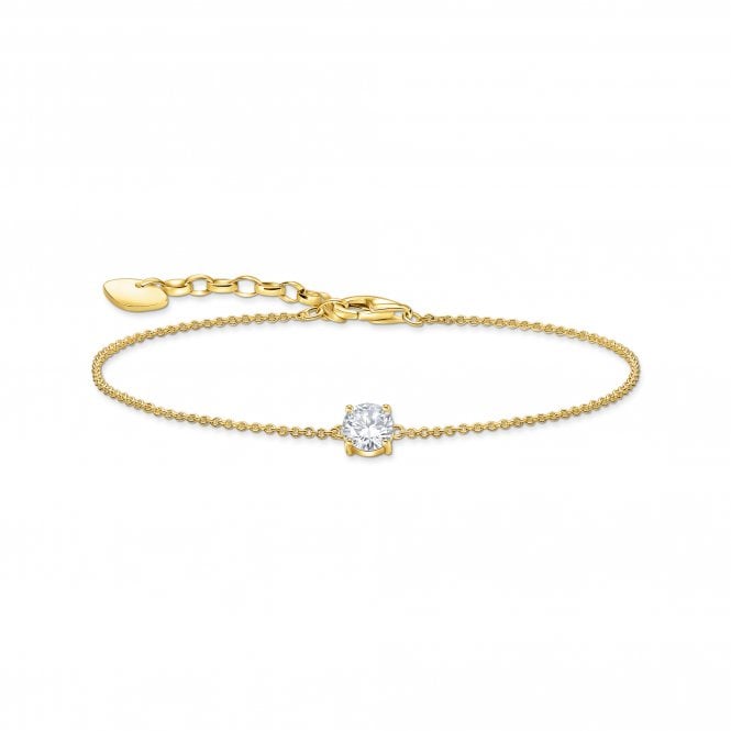 THOMAS SABO Gold-plated bracelet with white zirconia pendant
