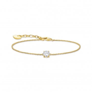 Gold-plated bracelet with white zirconia pendant