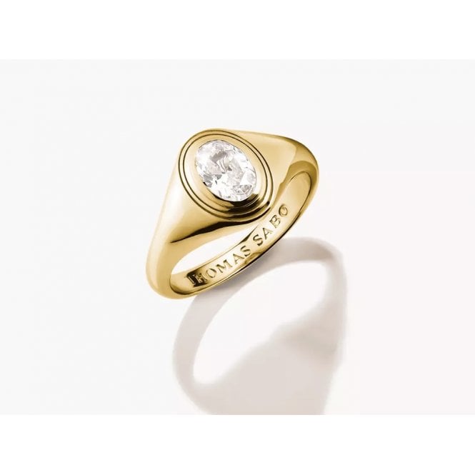 THOMAS SABO Gold Plated Oval White Zirconia Ring