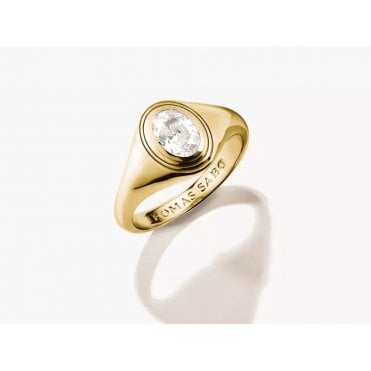 Gold Plated Oval White Zirconia Ring