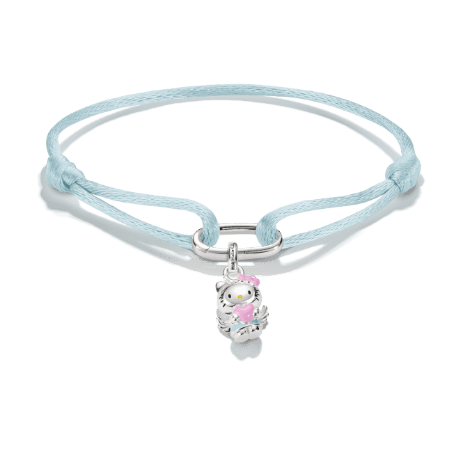 THOMAS SABO Hello Kitty Light Blue Textile Bracelet with Connect Charm