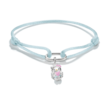 Hello Kitty Light Blue Textile Bracelet with Connect Charm