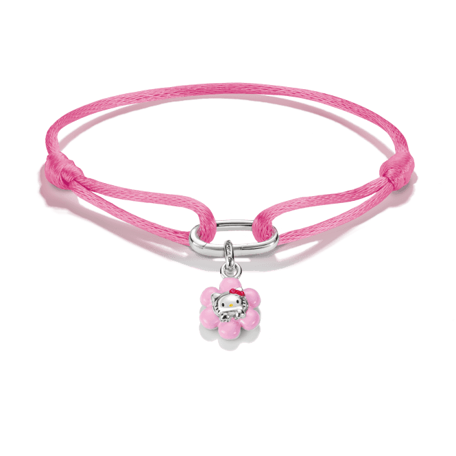 THOMAS SABO Hello Kitty Pink Textile Bracelet with Connect Charm