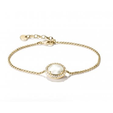 Mother of Pearl and White Zirconia Gold Plated Bracelet