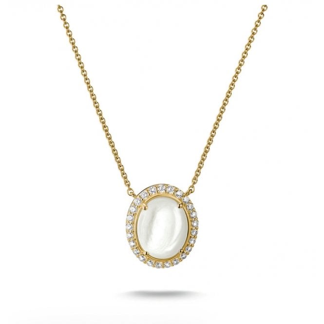 THOMAS SABO Mother of Pearl and White Zirconia Gold Plated Necklace