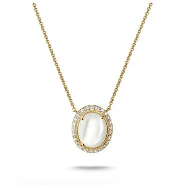 Mother of Pearl and White Zirconia Gold Plated Necklace