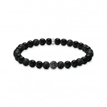 Obsidian Bracelet with Zirconia Stones