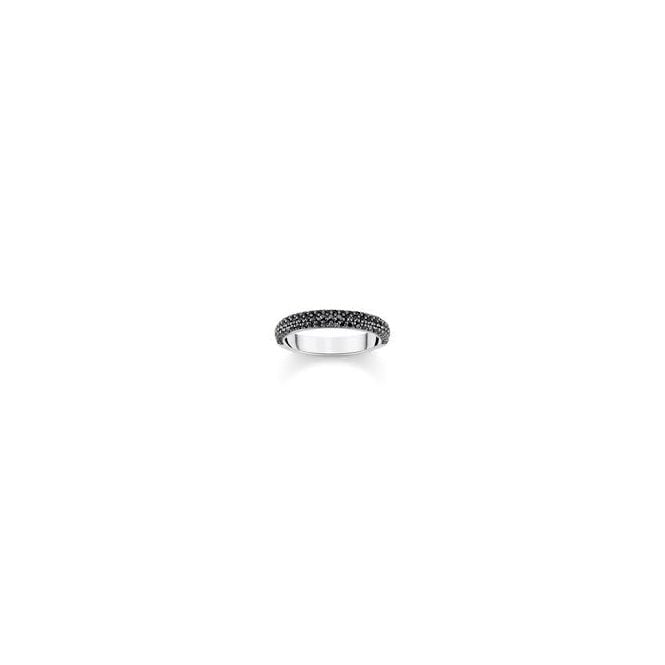 THOMAS SABO Silver Band Ring with Black Zirconia
