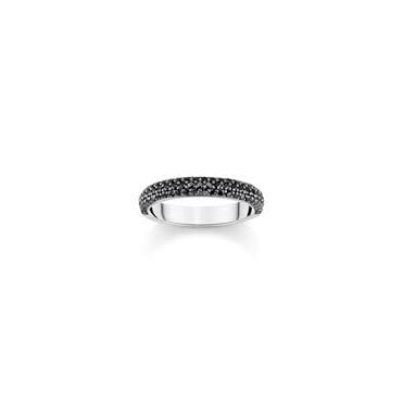 Silver Band Ring with Black Zirconia