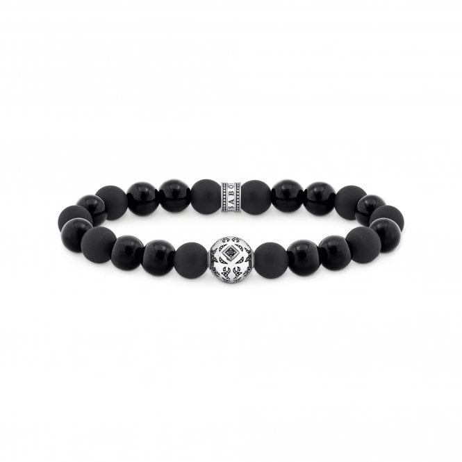 THOMAS SABO Silver blackened beads bracelet with obsidian