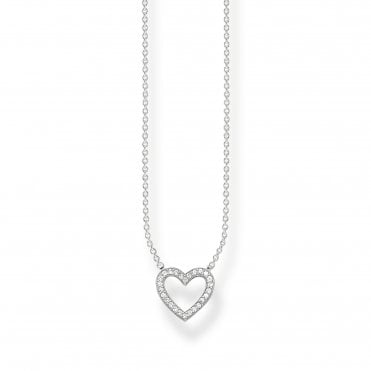 Silver Open Heart Cubic Zirconia Necklace