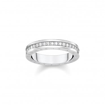 Silver Ring with White Stones Pavé