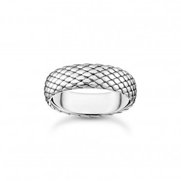 Silver Snake Print Ring